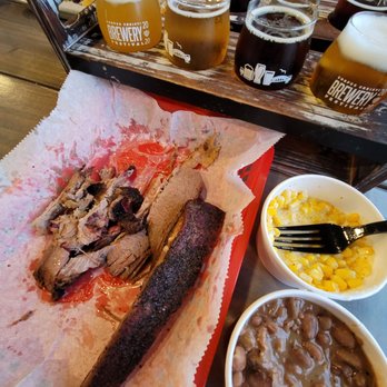 Nueces Brewing - Brisket, pulled pork, pork rib. Signature beans. Corn in a cup all food was amazing! Beer flight ! - Breweries Near Me - Corpus Christi, Texas Nueces Brewing - Brisket, pulled pork, pork rib. Signature beans. Corn in a cup all food was amazing! Beer flight ! - Breweries Near Me - Corpus Christi, Texas
