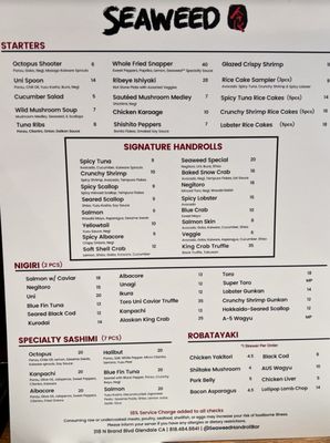 Menu photo 4 Seaweed Hand Roll Bar Glendale, CA