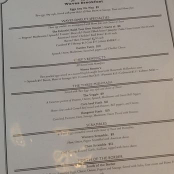 Waves - Menu. - American Near Me - Boothbay Harbor, Maine