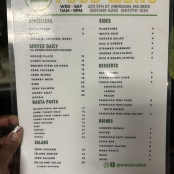 The Island 601 - Menu - Caribbean Near Me - Meridian, Mississippi The Island 601 - Menu - Caribbean Near Me - Meridian, Mississippi