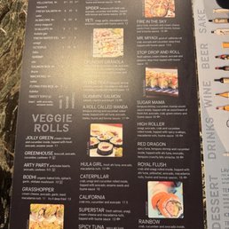Sushi menu Sushi menu