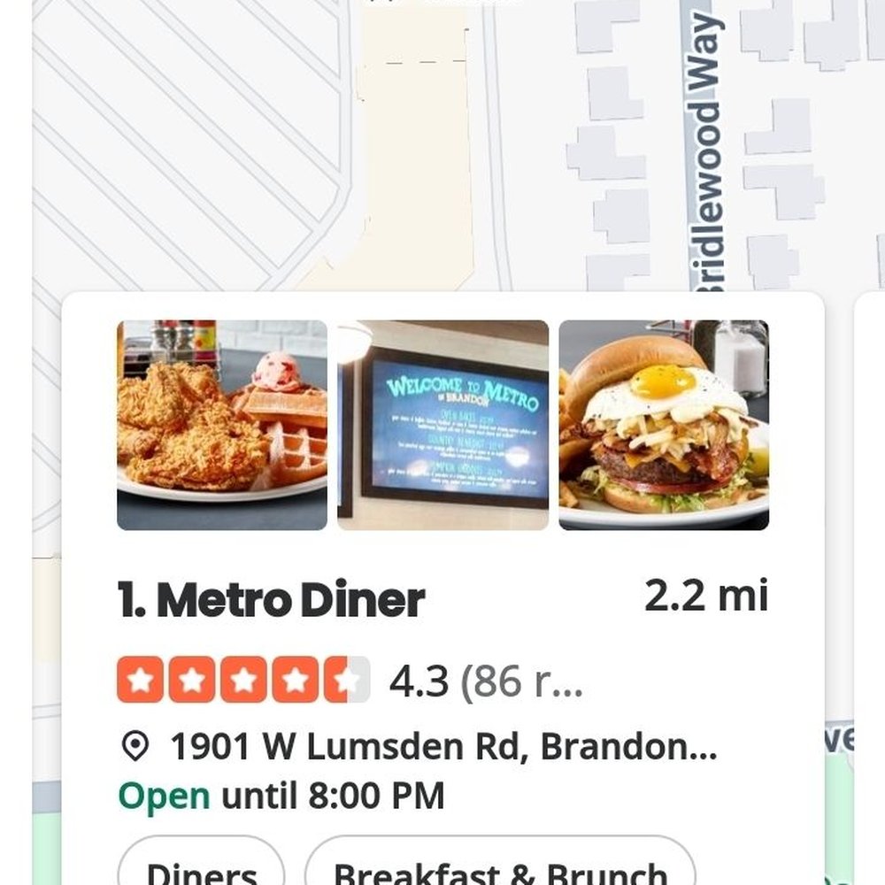 Metro Diner - Business address and the rating I was looking at when I ordered I should have known better. - Diners Near Me - Brandon, Florida Metro Diner - Business address and the rating I was looking at when I ordered I should have known better. - Diners Near Me - Brandon, Florida