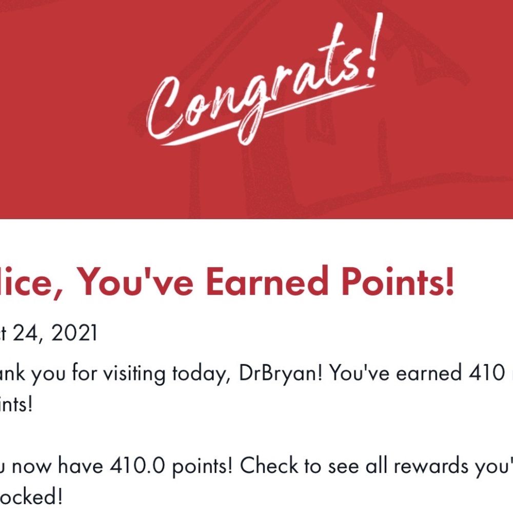 Points earned for purchases. Points earned for purchases.