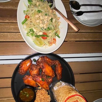 Hanuman Thai Eatery - Green Papaya Salad and Gai Todd Hat Yai - Thai Near Me - Costa Mesa, California