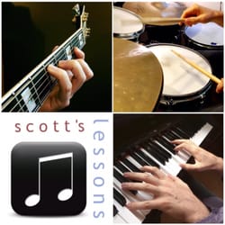 Scott's Lessons - Scott offers: drum lessons / guitar lessons / piano lessons / bass guitar lessons / ukulele lessons