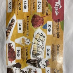 Snack Attack - Menu