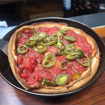 Rance's Chicago Pizza - Stuffed Deep Dish with Jalapeños & pepperoni - Pizza Near Me - Long Beach, California Rance's Chicago Pizza - Stuffed Deep Dish with Jalapeños & pepperoni - Pizza Near Me - Long Beach, California