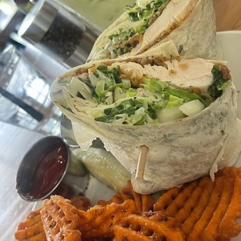 Breakfast Club - Chicken wrap matcha and sweet potato fries - Breakfast & Brunch Near Me - Phoenix, Arizona