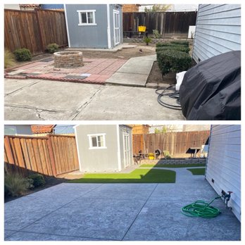 Vision LC Inc - Before and after of the concrete patio area. - Landscaping Near Me - San Jose, California Vision LC Inc - Before and after of the concrete patio area. - Landscaping Near Me - San Jose, California