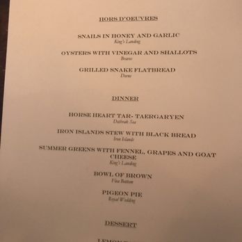 Mandolin - Game of Thrones menu - Southern Near Me - Raleigh, North Carolina Mandolin - Game of Thrones menu - Southern Near Me - Raleigh, North Carolina