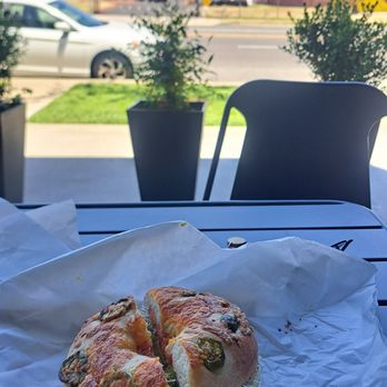 Cassidy´s Corner - Chicken salad bagel sandwich.. sitting at the outdoor table - Breakfast & Brunch Near Me - Whittier, California Cassidy´s Corner - Chicken salad bagel sandwich.. sitting at the outdoor table - Breakfast & Brunch Near Me - Whittier, California
