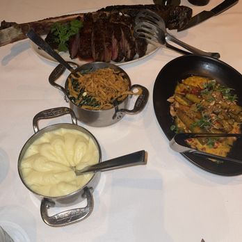 Bourbon Steak - Mashed potatoes, carrots, spinach side and our steak - Steakhouses Near Me - Glendale, California