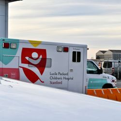 Lucile Packard Children's Hospital Stanford's Main Facility - One of LPCH's dedicated ambulances dropping off their Pediatric Critical Care Transport Team at KNUQ to fly to get a patient