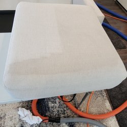 Primo Steam Cleaning & Restoration - Difference in what the couch cushion looked like before and after Victor's cleaning.
