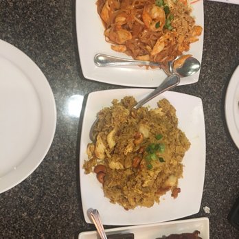 Thai E-San - House pad thai, pineapple fried rice, and fish cake appetizer (we'd already eaten a couple!) - Thai Near Me - Phoenix, Arizona