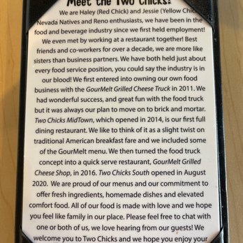 Two Chicks - The story of Two Chicks Restaurant. Fascinating stuff! - Breakfast & Brunch Near Me - Reno, Nevada Two Chicks - The story of Two Chicks Restaurant. Fascinating stuff! - Breakfast & Brunch Near Me - Reno, Nevada
