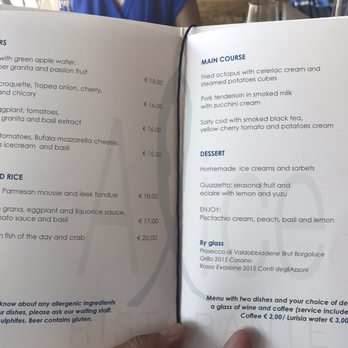 Alice - The lunch menu: 47€ with the pre and post-game, wine, coffee and water and service. A DEAL! - Mediterranean Near Me - Milan, Michigan
