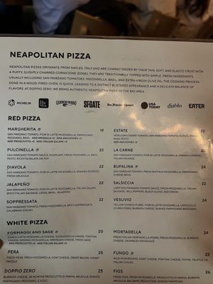 Menu photo 4 Doppio Zero Mountain View Mountain View, CA