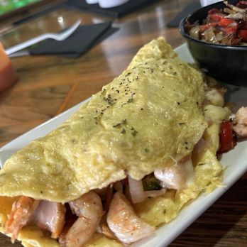 A King’s Cafe 218 - Seafood Omelette and breakfast potatoes from different angles lol - Breakfast & Brunch Near Me - Philadelphia, Pennsylvania