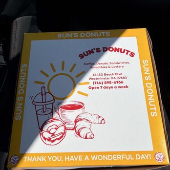 Sun's Donuts - Box - Donuts Near Me - Westminster, California Sun's Donuts - Box - Donuts Near Me - Westminster, California