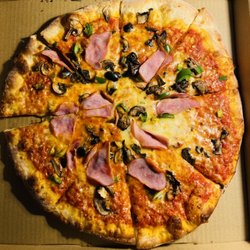 The Shack Slice & Brew - Create Your Own: ham, black olives, mushrooms and jalapeños
