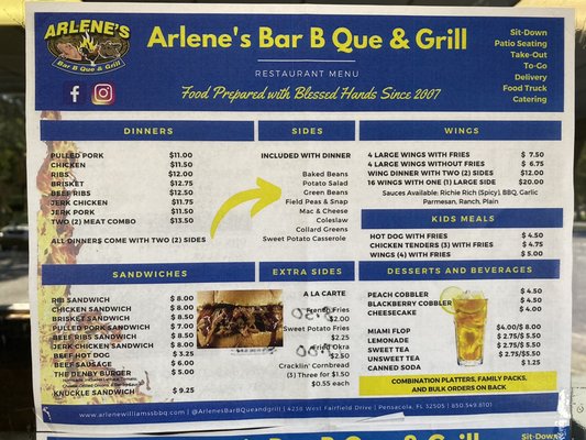 Menu photo 3 Arlene Williams BBQ Pensacola, FL