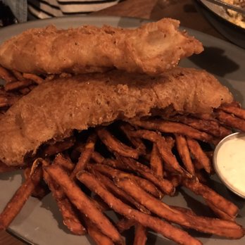 Paddlefish - Fish and chips with sweet potato fries - huge portion! - Seafood Near Me - Orlando, Florida Paddlefish - Fish and chips with sweet potato fries - huge portion! - Seafood Near Me - Orlando, Florida