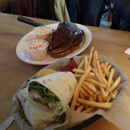 Whitefish wrap and bbq brisket. Whitefish wrap and bbq brisket.
