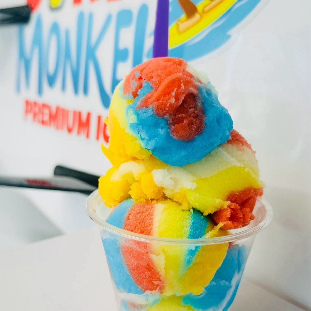 Surf Monkey Premium Ice - Their signature ice flavor, which is all of them, the SURF MONKEY! - Shaved Ice Near Me - Noblesville, Indiana Surf Monkey Premium Ice - Their signature ice flavor, which is all of them, the SURF MONKEY! - Shaved Ice Near Me - Noblesville, Indiana
