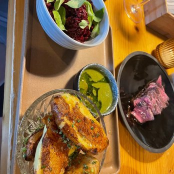 Emmer & Rye - Texas Wagyu Denver, beet, French fingerlings, cowpea - Tapas/Small Plates Near Me - Austin, Texas