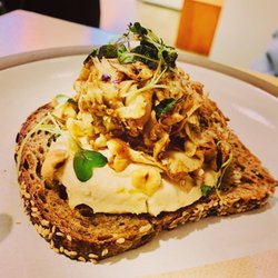 Ozone Coffee Roasters - Cauli hummus with hazelnuts on sourdough