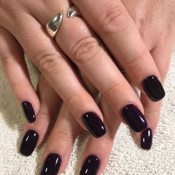 V-Stars Nails - Dark purple on narrow square shaped nails. Fresh out of the UV! - Nail Salons Near Me - Minneapolis, Minnesota