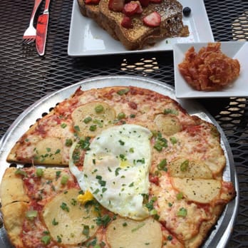 Eduardo's Enoteca - Breakfast pizza (pancetta on side) & berry French toast! - Pizza Near Me - Chicago, Illinois
