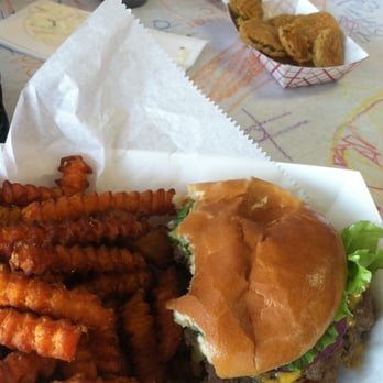 Unk's Burgers - Unk Burger w/ sweet potatoe fries. - Burgers Near Me - Lee's Summit, Missouri