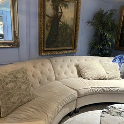 Furniture Buy Consignment - Velour sectional and ornate peacock painting