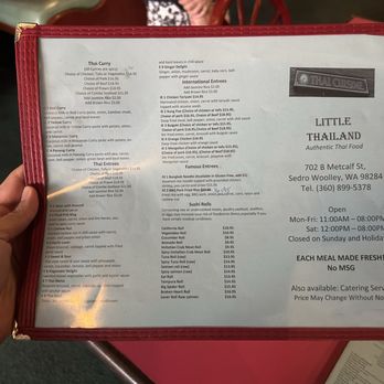 Little Thailand - Menu june 2025 - Thai Near Me - Sedro-Woolley, Washington