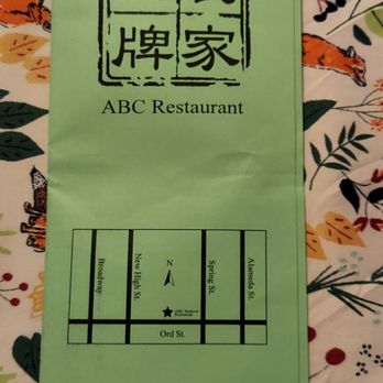 ABC Seafood Restaurant - Cover of menu with address and phone number - Seafood Near Me - Los Angeles, California