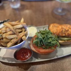 The Story Cafe - Salmon burger with truffle fries