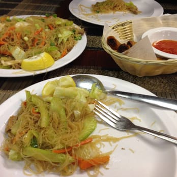 Fil Cuisine - Panci Bihon & a basket full of pork lumpia. - Filipino Near Me - Kent, Washington