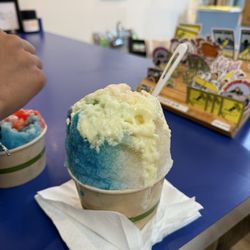 Surfing Monkey Shave Ice - Snow cap on snow