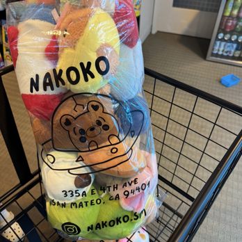 Nakoko - claw machine prizes in the clear drawstring bag - Arcades Near Me - San Mateo, California