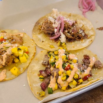 Six Capital Brewing & BBQ - three tacos on a tray - Barbeque Near Me - Aurora, Colorado Six Capital Brewing & BBQ - three tacos on a tray - Barbeque Near Me - Aurora, Colorado