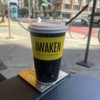 Awaken Cafe & Roasting - This is their largest size, for reference. Compared to Starbucks, this is more like a tall/grande. - Coffee & Tea Near Me - Oakland, California Awaken Cafe & Roasting - This is their largest size, for reference. Compared to Starbucks, this is more like a tall/grande. - Coffee & Tea Near Me - Oakland, California