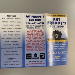 Fat Freddy's Sub Shop - Menu