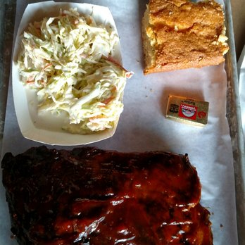Smokin' With Chris - Half rack with cole slaw and cornbread - Barbeque Near Me - Southington, Connecticut Smokin' With Chris - Half rack with cole slaw and cornbread - Barbeque Near Me - Southington, Connecticut