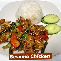 Sesame chicken rice bowl