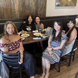 Friends enjoying lunch for a birthday celebration Friends enjoying lunch for a birthday celebration
