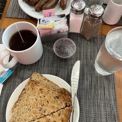 Piazza Breakfast - Not pictured: hair in the toast. It went down easy!