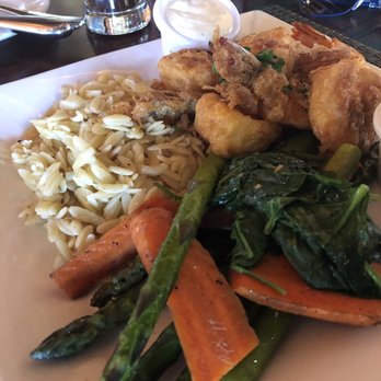 Scoma's Restaurant - Shrimp Annuzzi with roasted Veggies and Rice Pilaf. - Seafood Near Me - San Francisco, California Scoma's Restaurant - Shrimp Annuzzi with roasted Veggies and Rice Pilaf. - Seafood Near Me - San Francisco, California