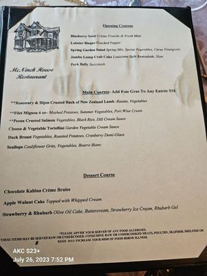 Menu photo 2 McNinch House Restaurant Charlotte, NC